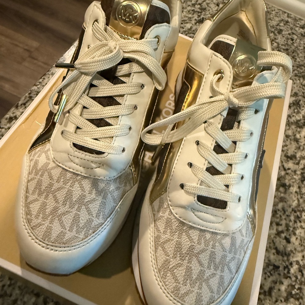 Michael Kors Gold and Cream Women's Sneakers